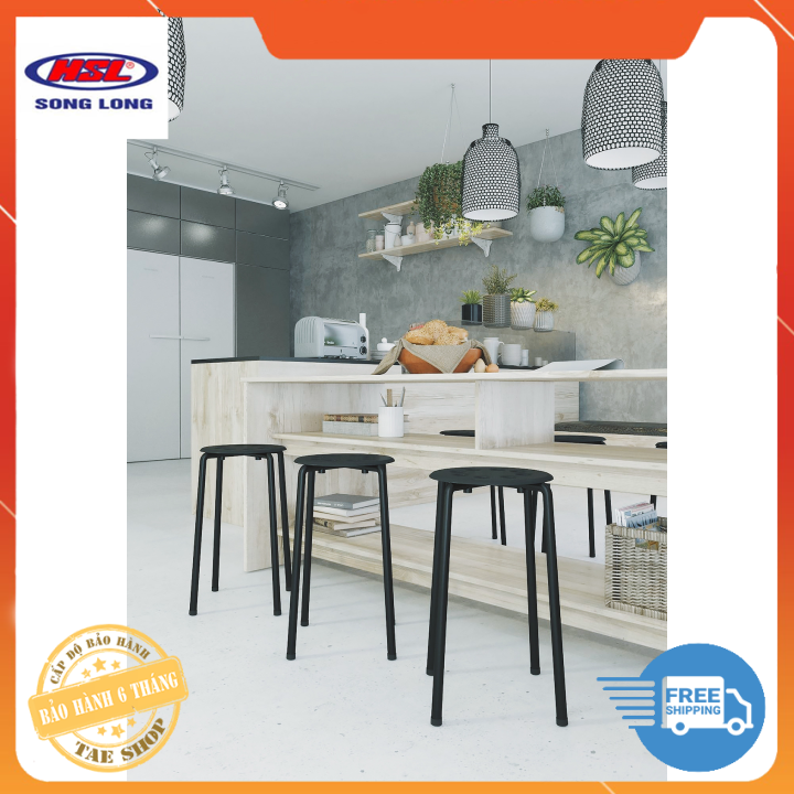 Hàng Cao Cấp, Chính Hãng - Ghế Đẩu Cao Chân Sắt Song Long 2658, Ghế Ngoài Trời, Ghế Nhà Hàng, Decor Phong Cách