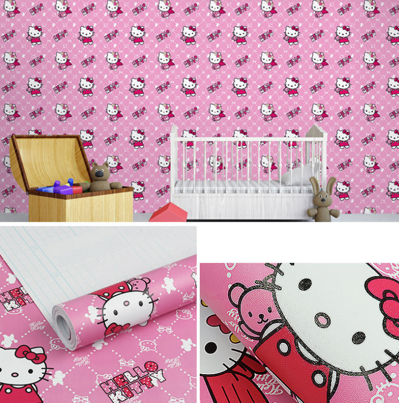 CUỘN 5M X 0.45M DECAL GIẤY DÁN TƯỜNG KITTY THIÊN THẦN KEO SẴN BÓC DÁN A080