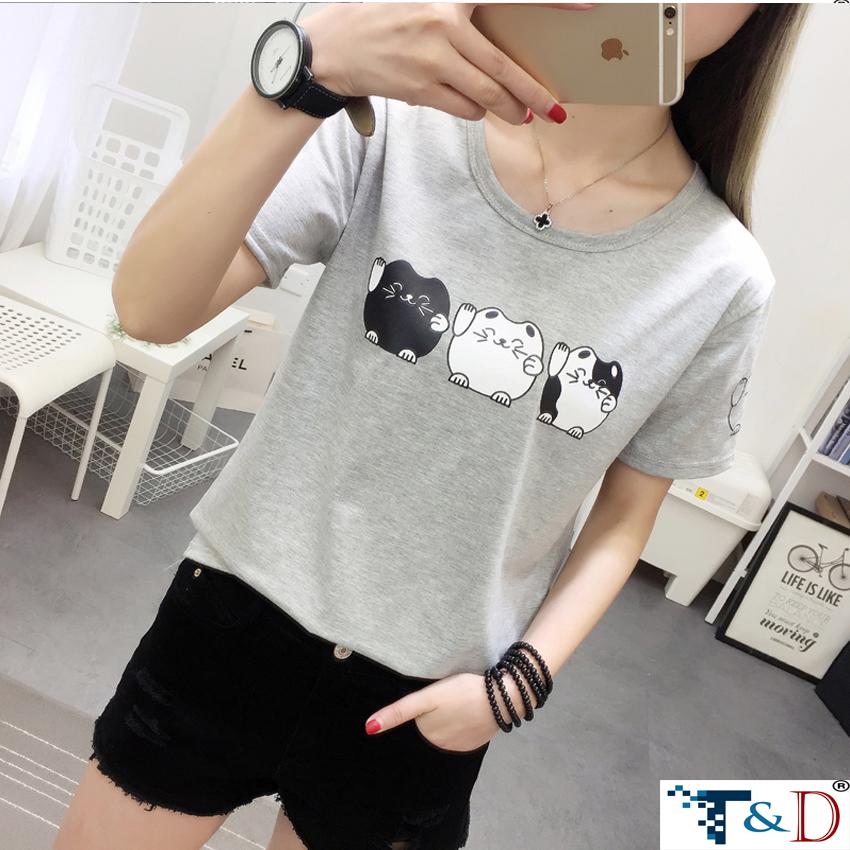Áo thun nữ con mèo dễ thương thời trang nhiều màu
