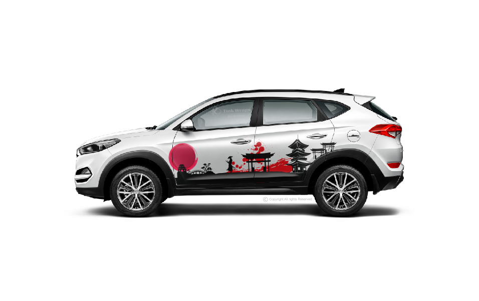 Decal samurai dán sườn xe SUV 7 chỗ