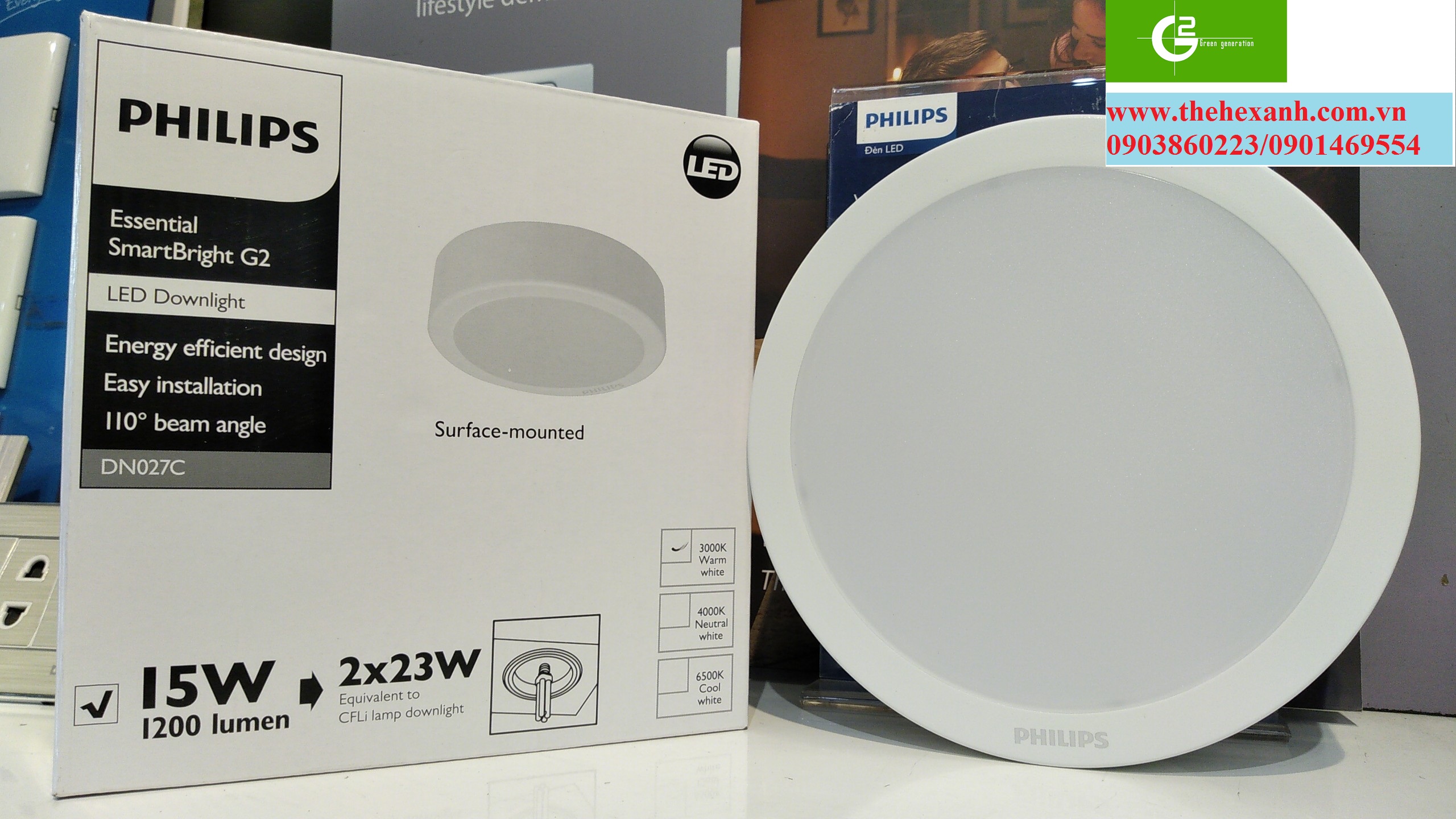 Bộ đèn nổi ốp trần philips led dn027c 11w d150