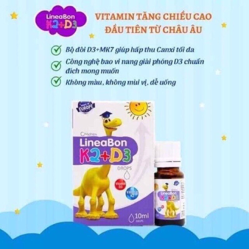 [ CHÍNH HÃNG] LineaBon Vitamin D3 K2 Tăng Cường Hấp Thu Canxi - 10ml