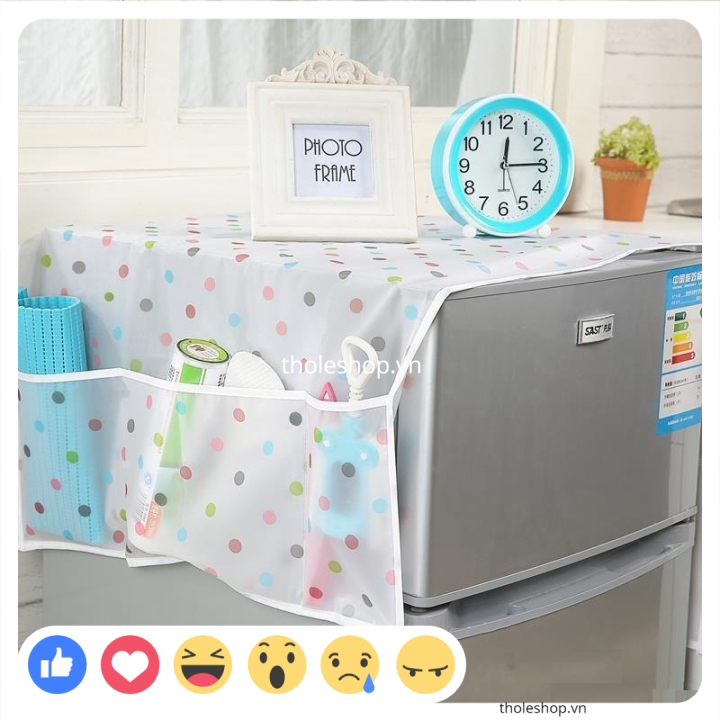 Tấm phủ tủ lạnh - Tấm phủ tủ lạnh có túi đựng treo đồ tiện lợi - Tấm phủ tủ lạnh, máy giặt chống thấm