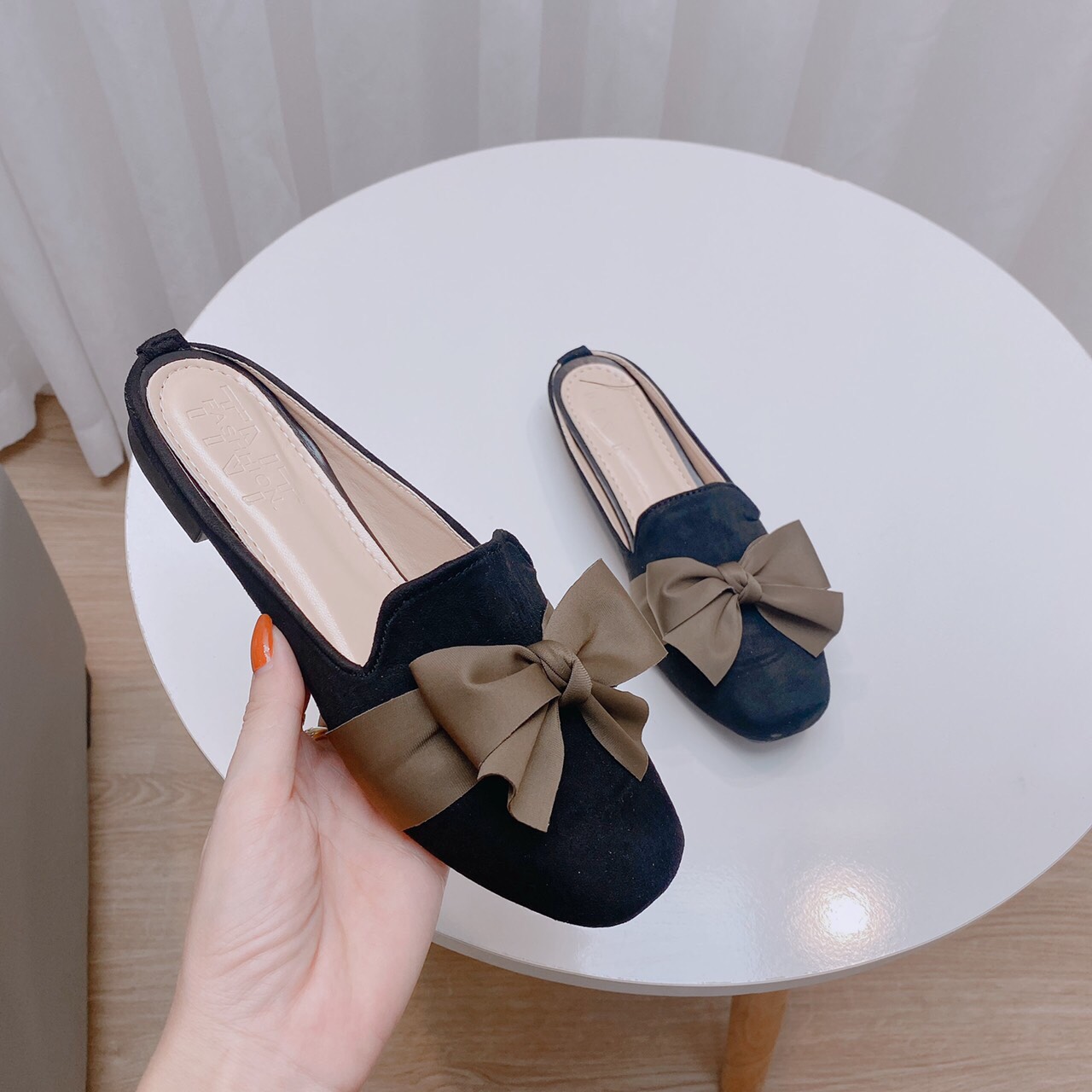 Dép sục nữ đạp gót phối nơ lụa cực êm lên chân cực đẹp