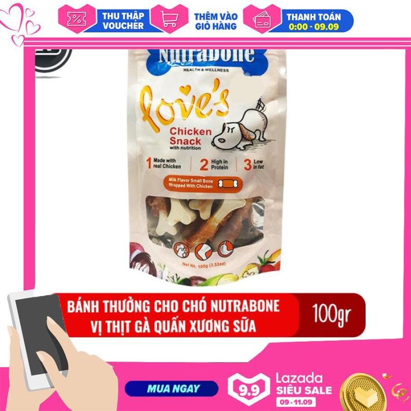 Bánh thưởng cho chó Nutrabone 100gr vị thịt gà và sữa - Milk Flavor Small Bones Wrapped With Chicken