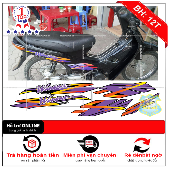 Tem rời wave nhỏ đời đầu mẫu zin dán xe đen