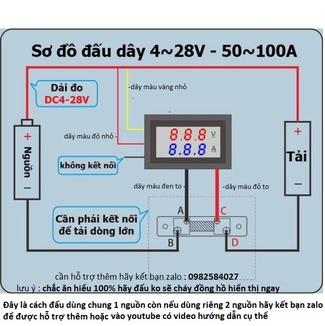 Vôn kế DC 100A đo công suất đo vôn dc 100a