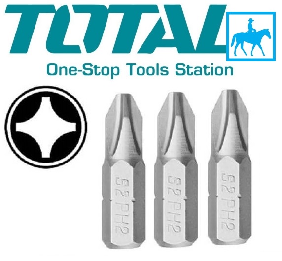 Bộ 3 mũi bắt vít bake nam châm ph2 25mm total tac16ph213
