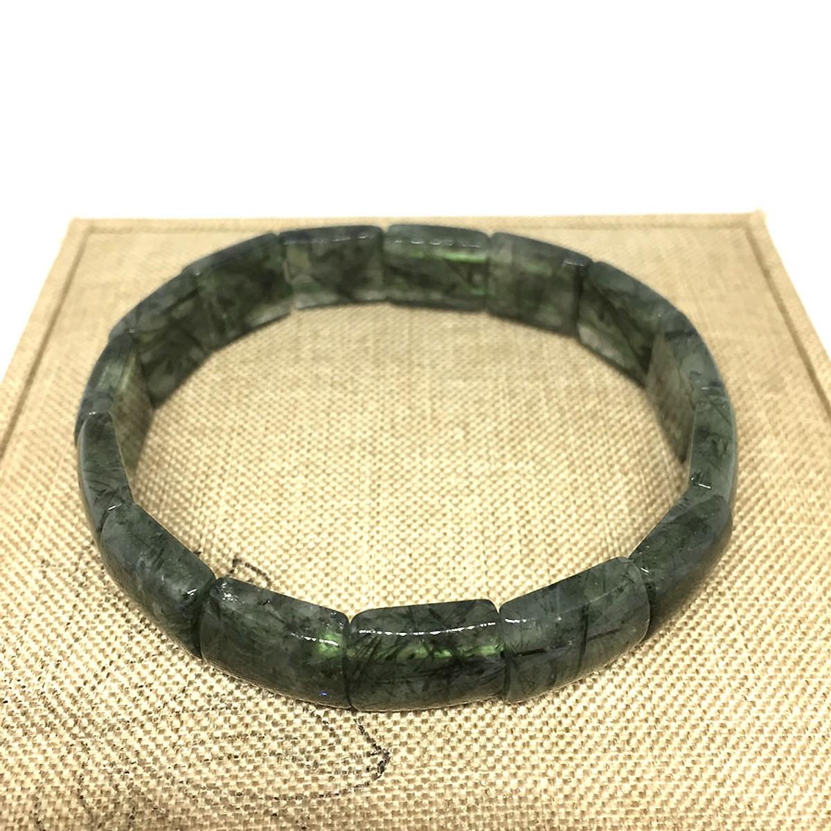 [FreeshipMAX] Vòng Thạch Anh Tóc Xanh Bảng 12x15mm