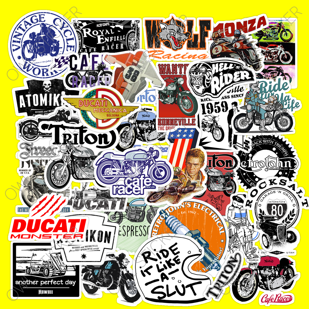 [HCM]Bộ Sticker PVC hình dán Xe Cafe Racer chống nước cao cấp siêu cool ngầu