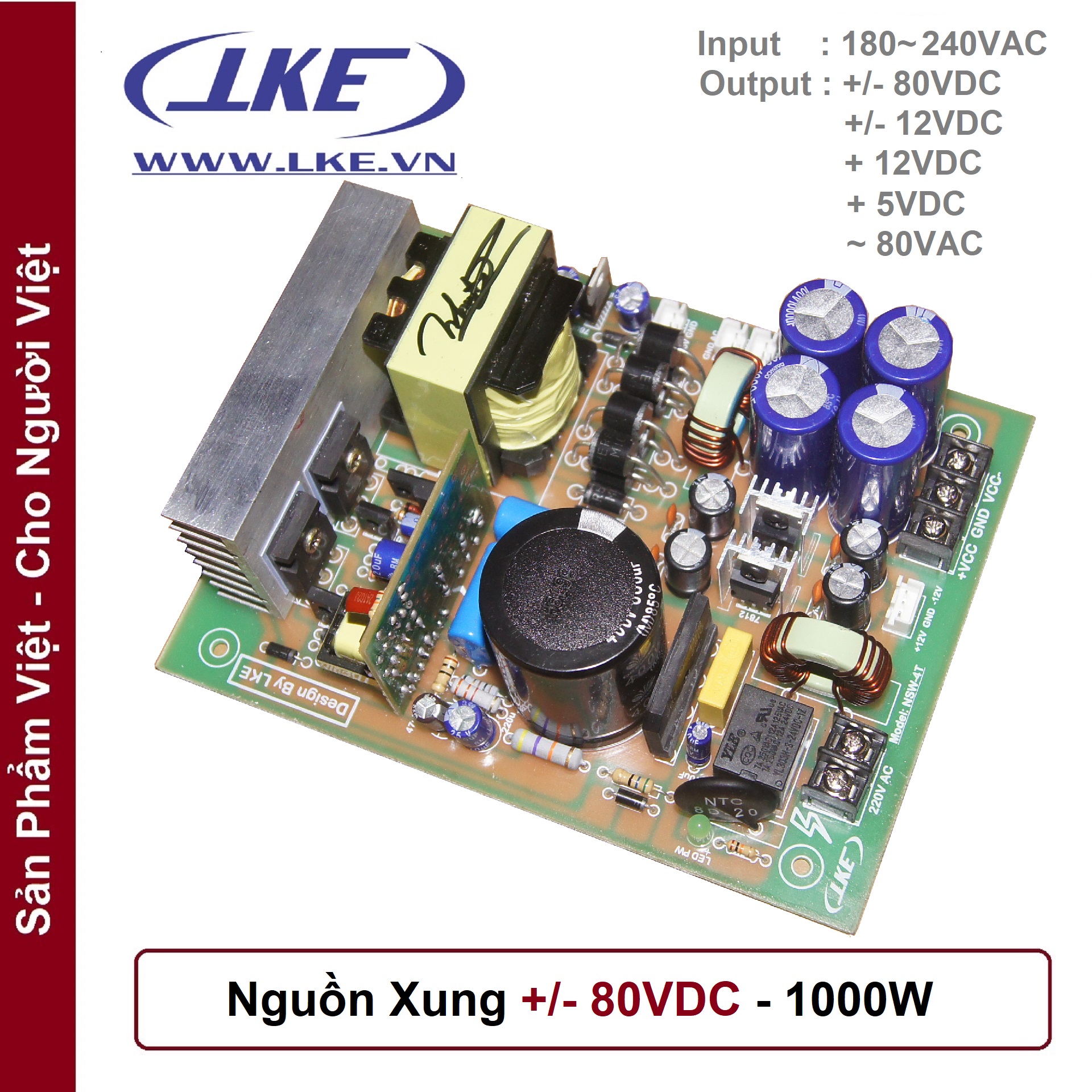 Mạch nguồn xung 1000w 80V đôi lắp ampli, main