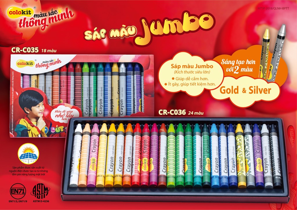 [HCM]Bút sáp màu Jumbo Colokit CR-C035 (18 màu)