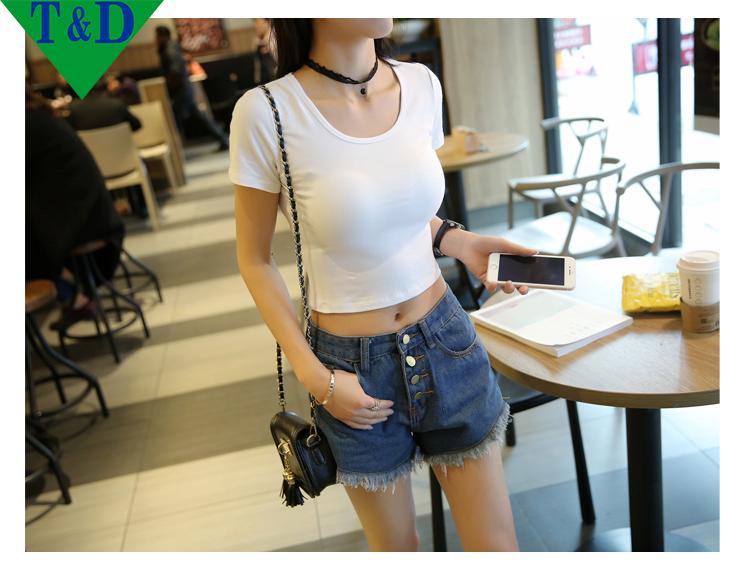 Áo croptop tay ngắn cổ tròn
