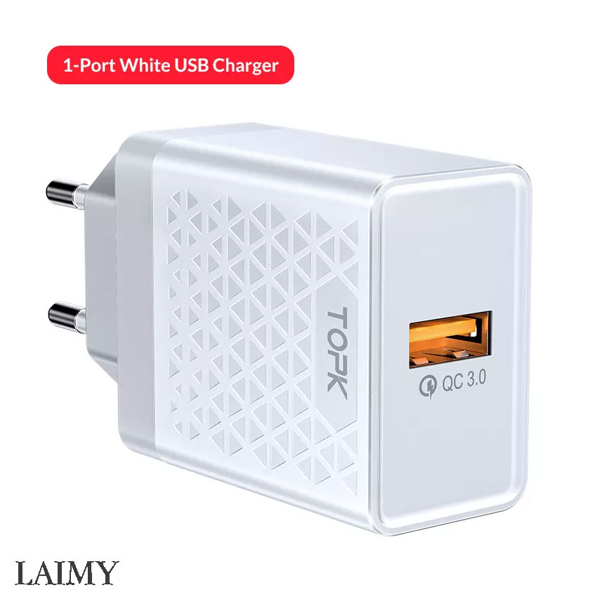 [HCM][CỦ SẠC NHANH] Topk QC3.0 1 Cổng USB 18W Sạc Nhanh 3.0 Sạc USB Cho iPhone Xiaomi Samsung Huawei QC3.0 Sạc Nhanh Tường Sạc Điện Thoại - HÀNG NHẬP KHẨU - LAIMY