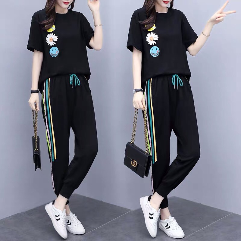 [HCM]SÉT BỘ THỂ THAO IN HOA CÚC MẶT CƯỜI CÁ TÍNH