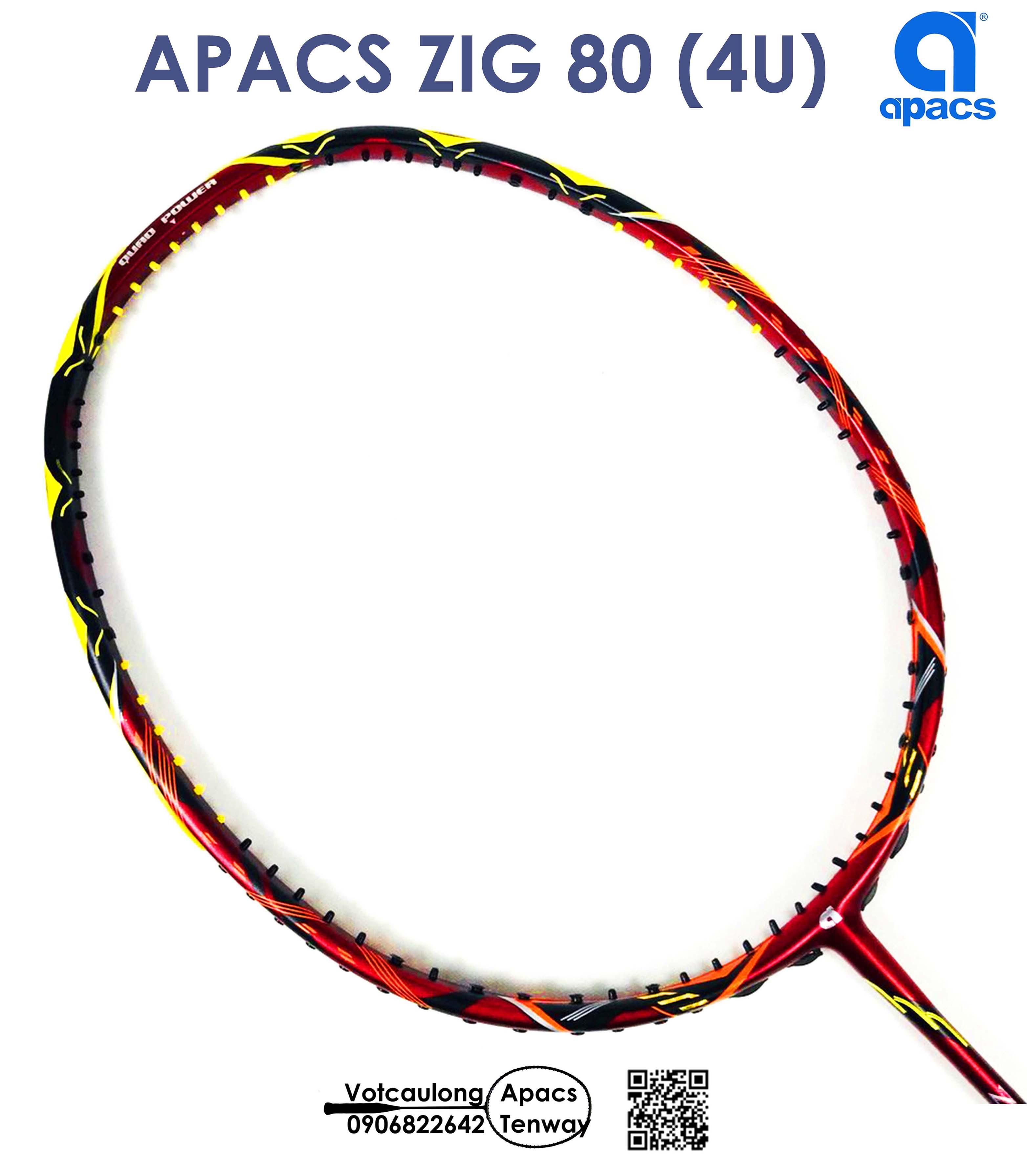 [HCM]Vợt cầu lông Apacs Zig 80 - 4U | Thân đũa linh hoạt, mặt vợt to, trang bị thêm bộ gen trợ lực