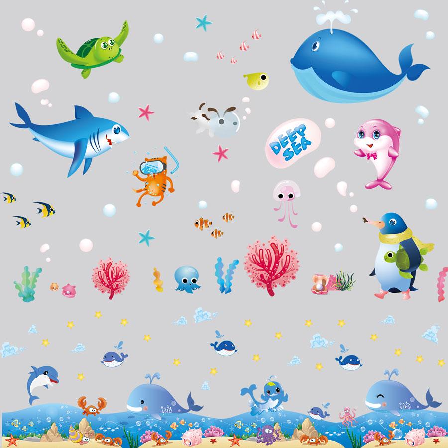 Xl7225 + xl7149 deep ocean combination wall decal mural New Technology printed for quality vivid color durable