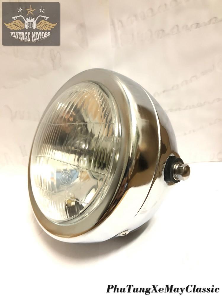 ĐÈN PHA XE MÁY ĐỘ CLASSIC - Đèn Pha Su GN màu mạ inox