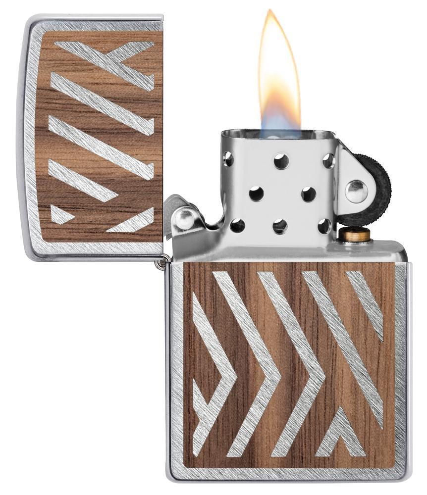 Zippo 29902 - Zippo Woodchuck Paths Heringbone Sweep Walnut Emblem