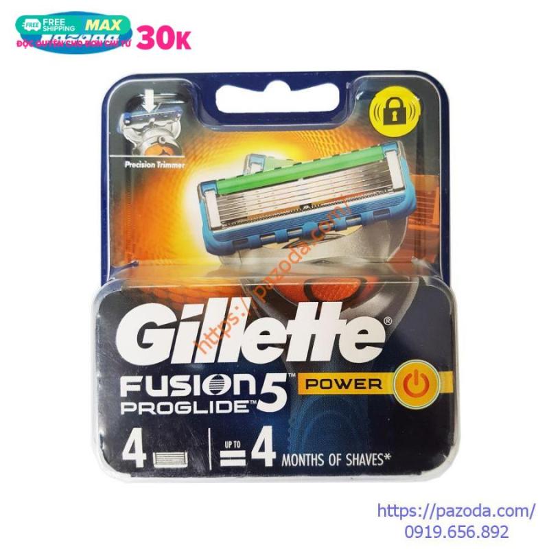 Hộp 4 lưỡi dao cạo râu Gillette Fusion Proglide Power ( đầu cạo 5 lưỡi kép)