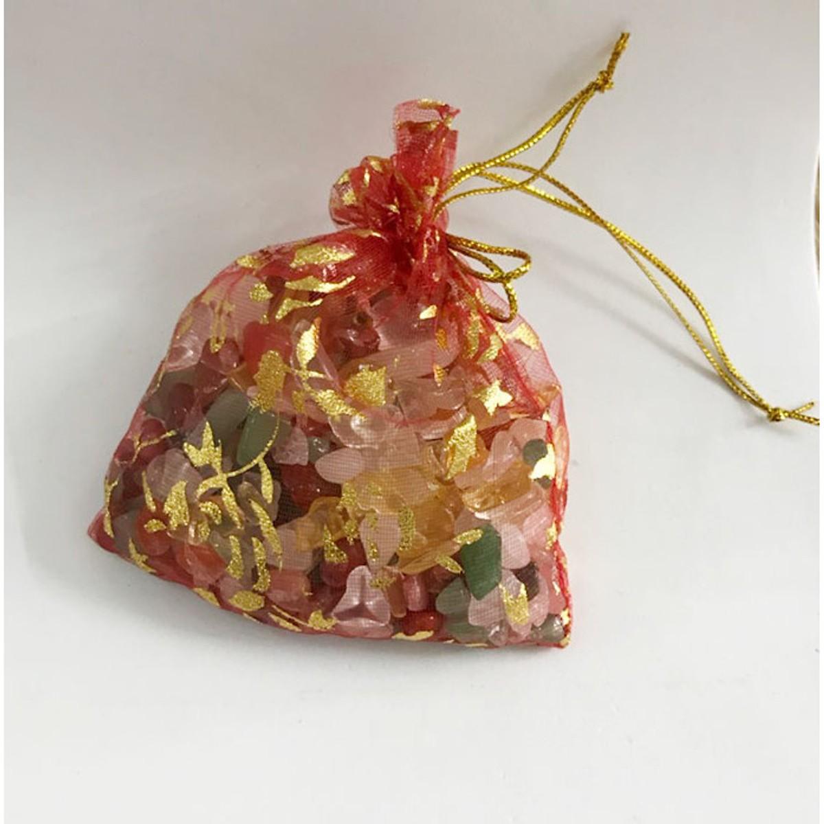 [FreeshipMAX] Túi Tài Lộc đá Thạch Anh Ngũ Sắc 100g