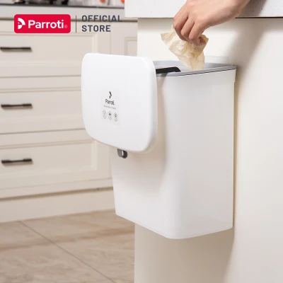Thùng rác treo tủ bếp có nắp đậy thông minh, thùng rác đa năng dán tường, có thanh trượt cửa bếp – Parroti Bin
