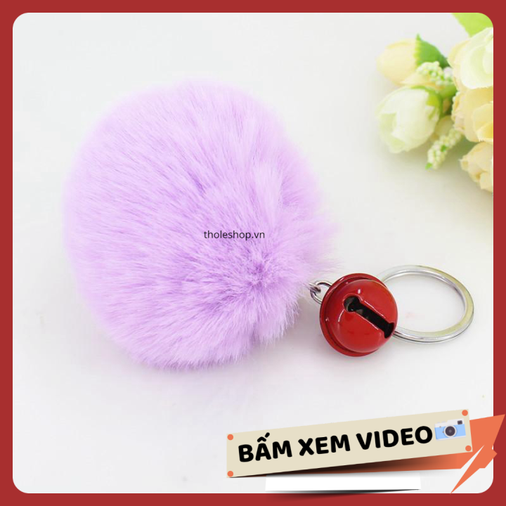 [HCM]Móc khóa - Móc khóa bông có chuông - Móc khóa đeo túi hình cục bông - Móc khóa cặp dễ thương có chuông - Móc khóa bông nhiều màu [RẺ VÔ ĐỊCH]