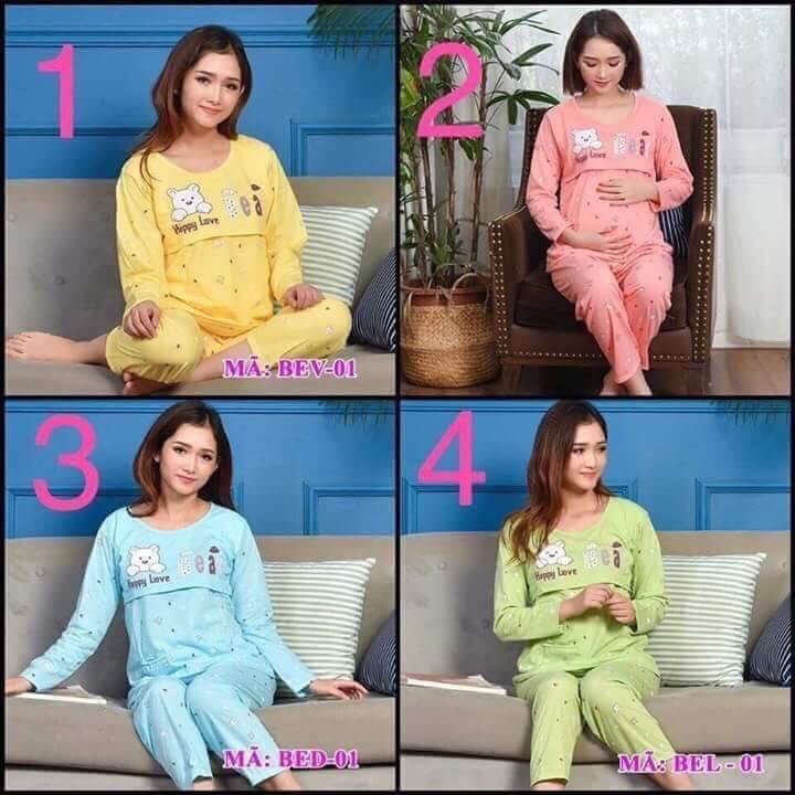 Bộ Bầu Và Sau Sinh Vải Cotton Thoáng Mát ( Dài Tay) Mềm Mịn, Không Xù, Thoải Mái, Thời Trang