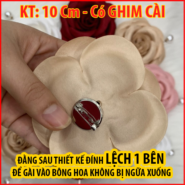 [HCM]XUKA - Cài Hoa HandMade Tag Hoa Trà Lớn Cài Áo Kiểu Cài Áo Hoa Có Ghim Cài Áo Váy Màu Hồng Trắng Nâu CH001 CH002