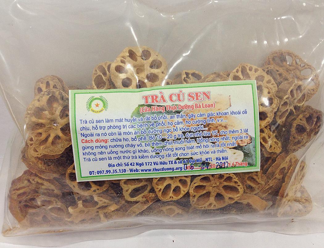 Trà Củ Sen Phơi Khô 200g Thực Dưỡng Bà Loan củ sen tươi thái lát phơi khô của hàng zinmart