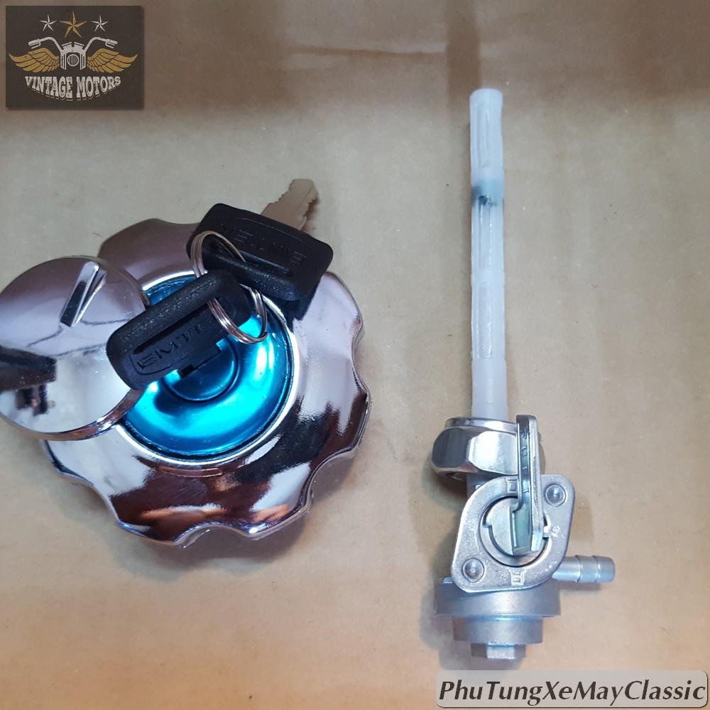 BỘ NẮP KHÓA BÌNH XĂNG CD70/90 CHO XE MÁY ĐỘ CLASSIC