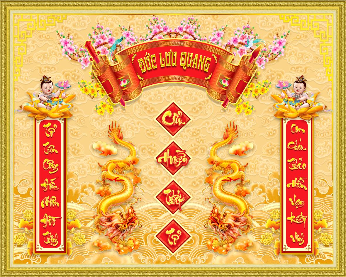 Tranh dán tường trang trí bàn thờ phòng thờ Cửu Huyền Thất Tổ CHTT009 loại cao cấp nhiều kích thước