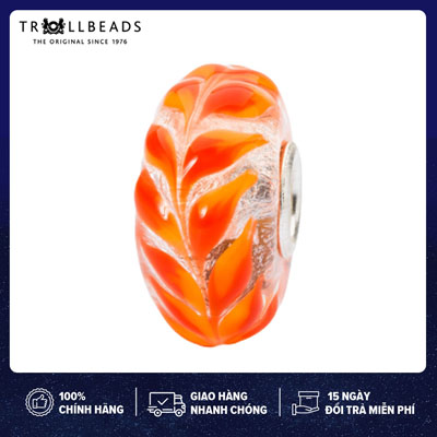 Trollbeads bead thuỷ tinh cao cấp Golden Foliage