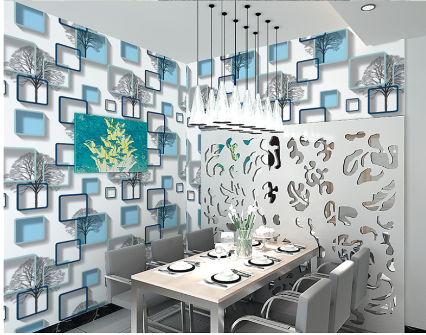 Cuộn 10m x 0.45m decal giấy dán tường ô cây xanh keo sẵn bóc dán aa023