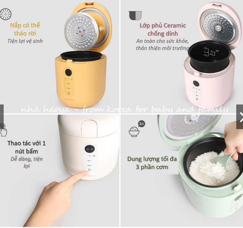 NỒI CƠM ĐIỆN ĐA NĂNG MINI - JENNIFEROOM MACARON HÀN QUỐC (BẢO HÀNH 24 THÁNG)