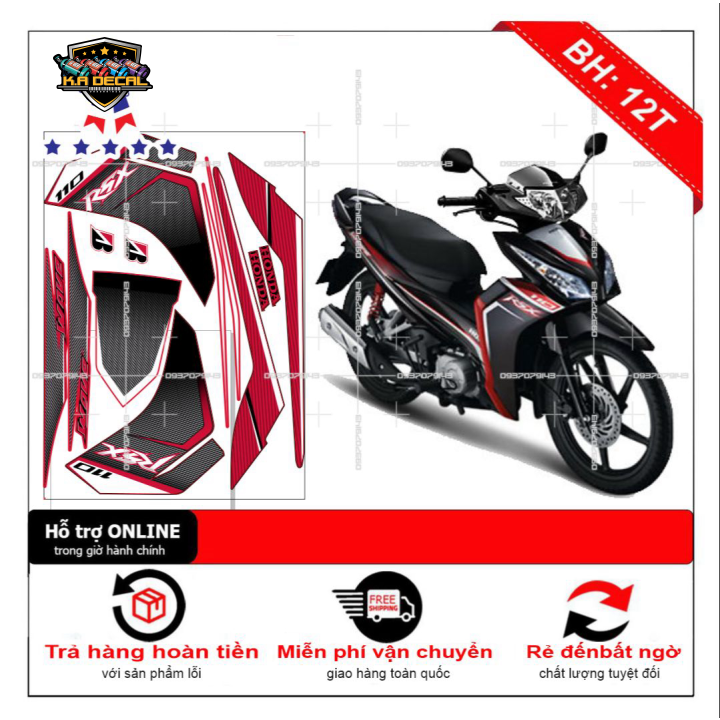 Tem rời dán xe wave RSX 2012 đỏ đen