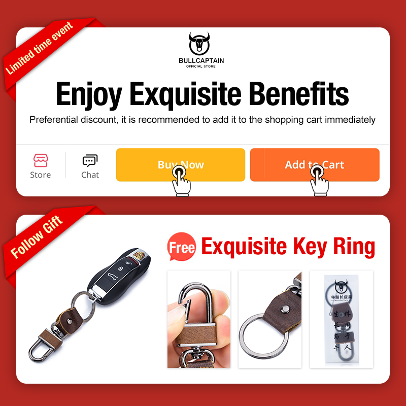 BULLCAPTAIN Leather Shoulder Messenger Bag Men's Classic Retro Multifunctional Double-Layer Storage Hanging Keychain Handbag