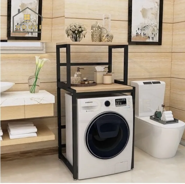 Kệ máy giặt 2 tầng loại KMG03 giá để máy giặt cửa trước mặt gỗ lõi