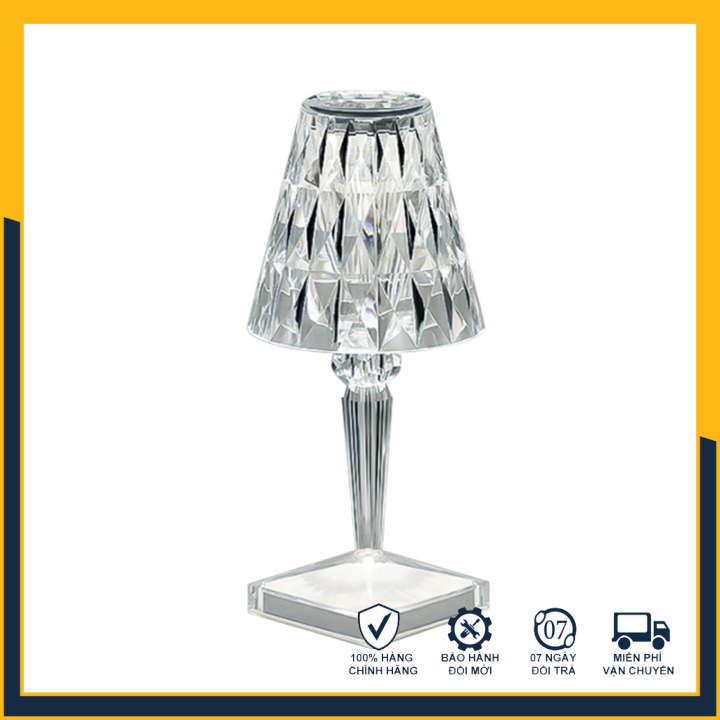 Đèn ngủ để bàn, Đèn ngủ 3d, Đèn led trang trí, Đèn hoàng hôn cao cấp pha lê kim cương cảm ứng đổi màu + pin sạc - Đẹp mê ly, nhìn là mê