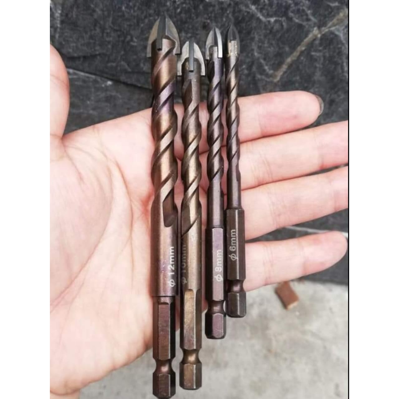 Bộ Mũi Khoan Đa Năng Chữ Thập Chuôi Lục Giác Hàng Bãi Nhật Khoan Được Gạch,Đá ,Bê Tông,Gỗ,Kính....