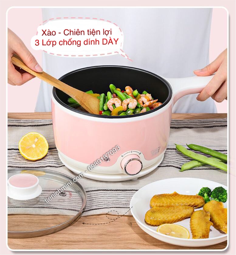 [CÓ CHỐNG DÍNH] Chảo Điện Đa Năng LOTOR 1.5L Có Xửng Hấp