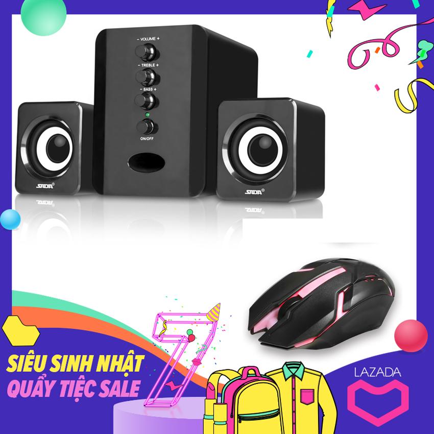 Bộ loa máy tính usb 2.1 sada d-202 + tặng chuột chơi game led morose