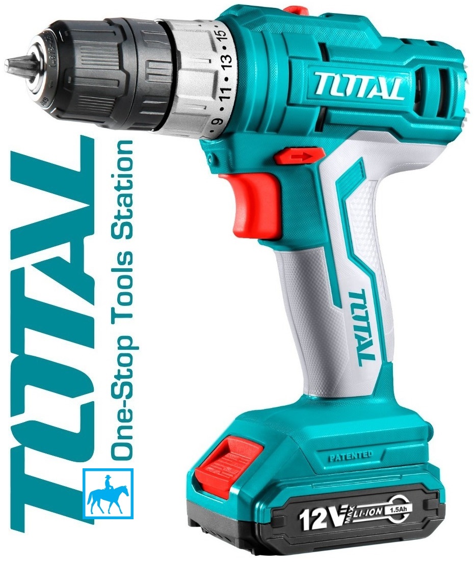 Máy Khoan Vặn Vít Dùng Pin Sạc 12V 1.5Ah TOTAL TDLI1221 Máy đã bao gồm Pin Sạc 12V và Adapter Sạc