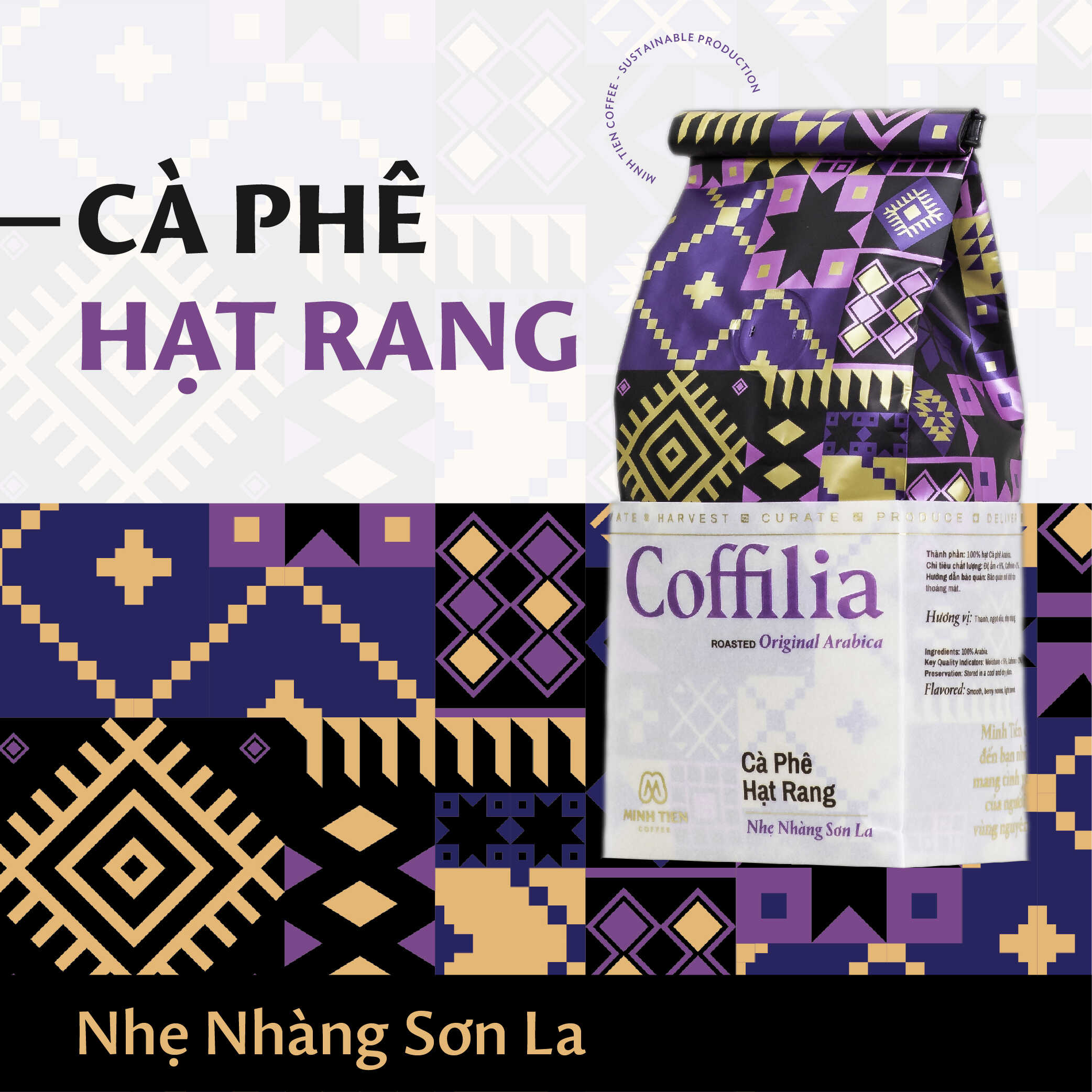 Cà phê hạt rang Coffilia  - Nhẹ nhàng Sơn La - 250g