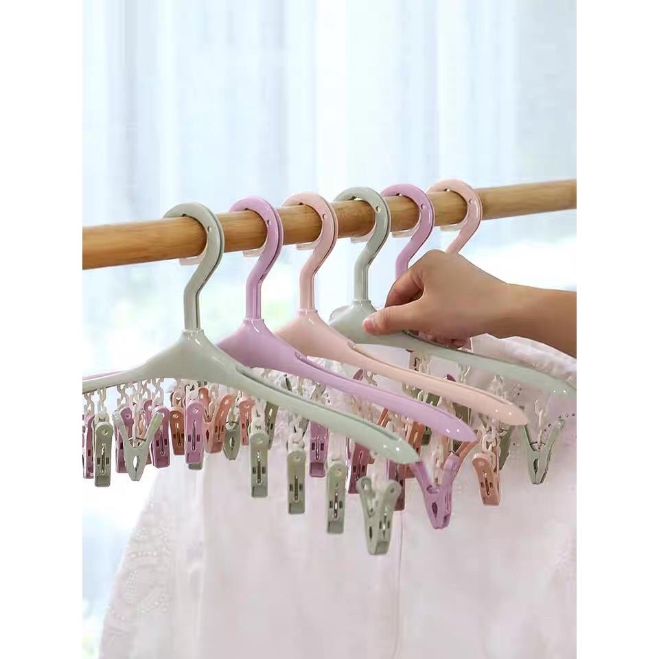 Móc phơi đồ, móc treo 8 kẹp chống bay  - móc kẹp đồ