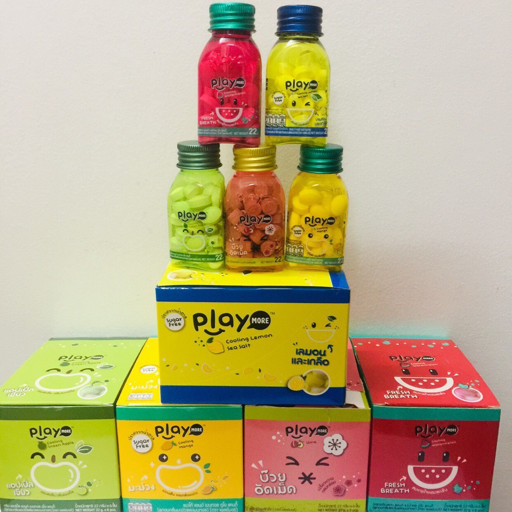 Combo 6 Hũ Kẹo Play More Thái Lan 22g (6 vị)