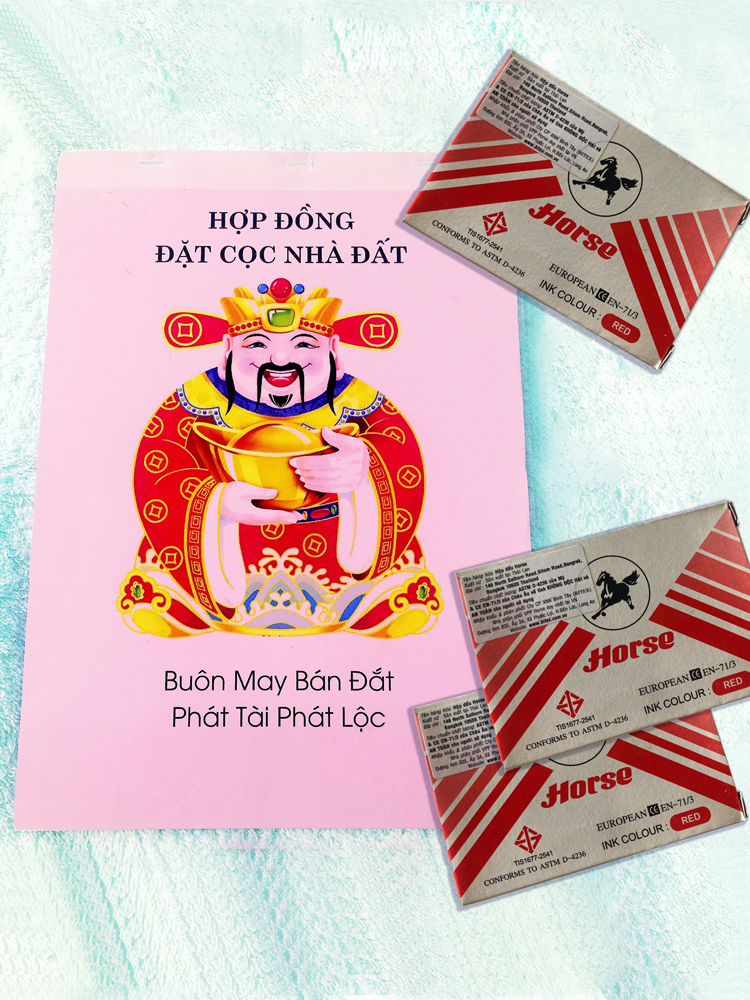 [Combo] Sổ Cọc Đất THẦN TÀI (2 liên) + Mực Lăn Tay (thái Lan) 2022