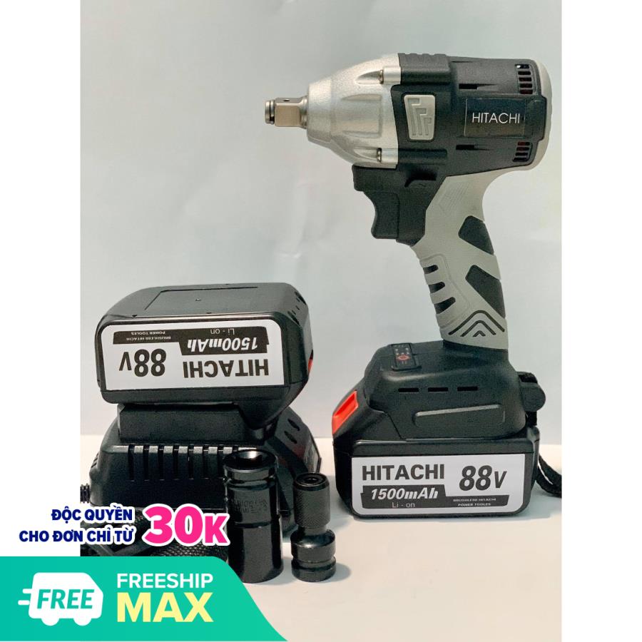 máy siết bulong HITACHI 88v 2 pin - siết bulong hitachi - siết bulong 24mm bảo hành 12 tháng - đầy đủ phụ kiện