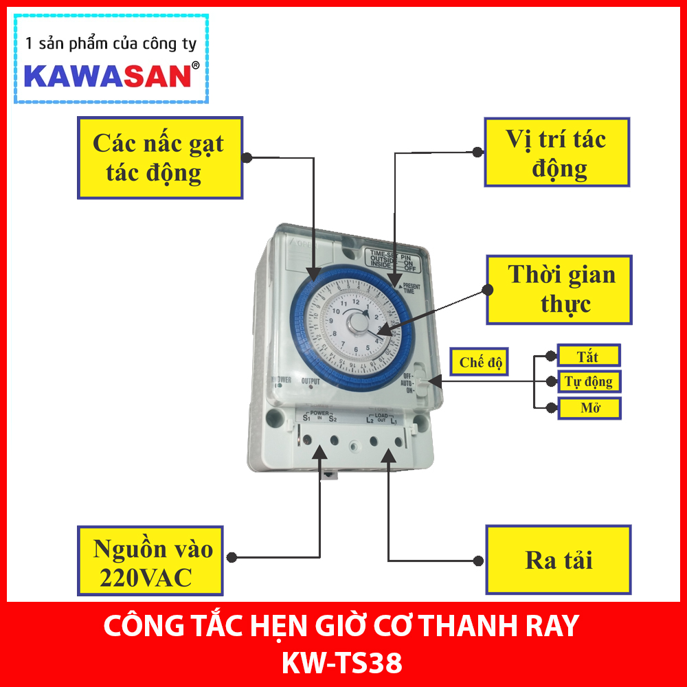 Công Tắc Hẹn Giờ Cơ Thanh Ray KW-TS38