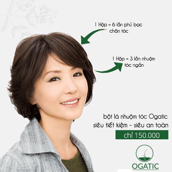Combo 3 hộp bột lá nhuộm tóc Ogatic Màu Đen- MẪU MƠI